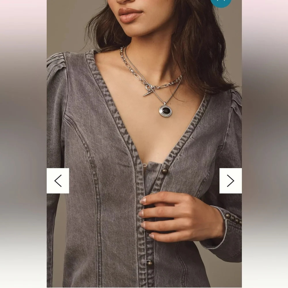 NWT Anthropologie Gray Button-Up Dress - Picture 4 of 6